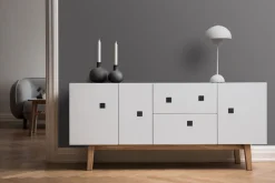 T.V & Media Units|T.V & Media Units^Zweed Peep M2 media bench, . retro. oak stand White