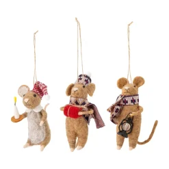 Online Bloomingville Peo Christmas ornament mouse 3 pieces, Brown