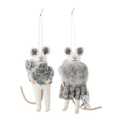 Discount Bloomingville Peo Christmas ornament mouse 2 pieces, White- Grey