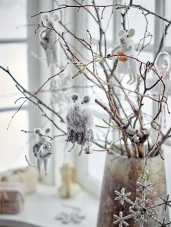 Discount Bloomingville Peo Christmas ornament mouse 2 pieces, White- Grey