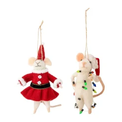 Online Bloomingville Peo Christmas ornament mouse 2 pieces, -red White