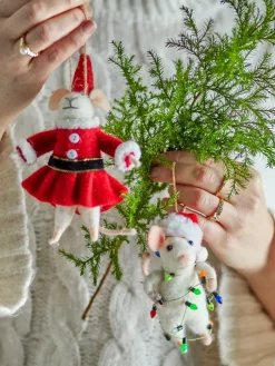 Online Bloomingville Peo Christmas ornament mouse 2 pieces, -red White