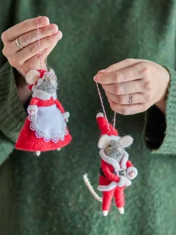 Hot Bloomingville Peo Christmas tree decorations wool 2 pieces, Red