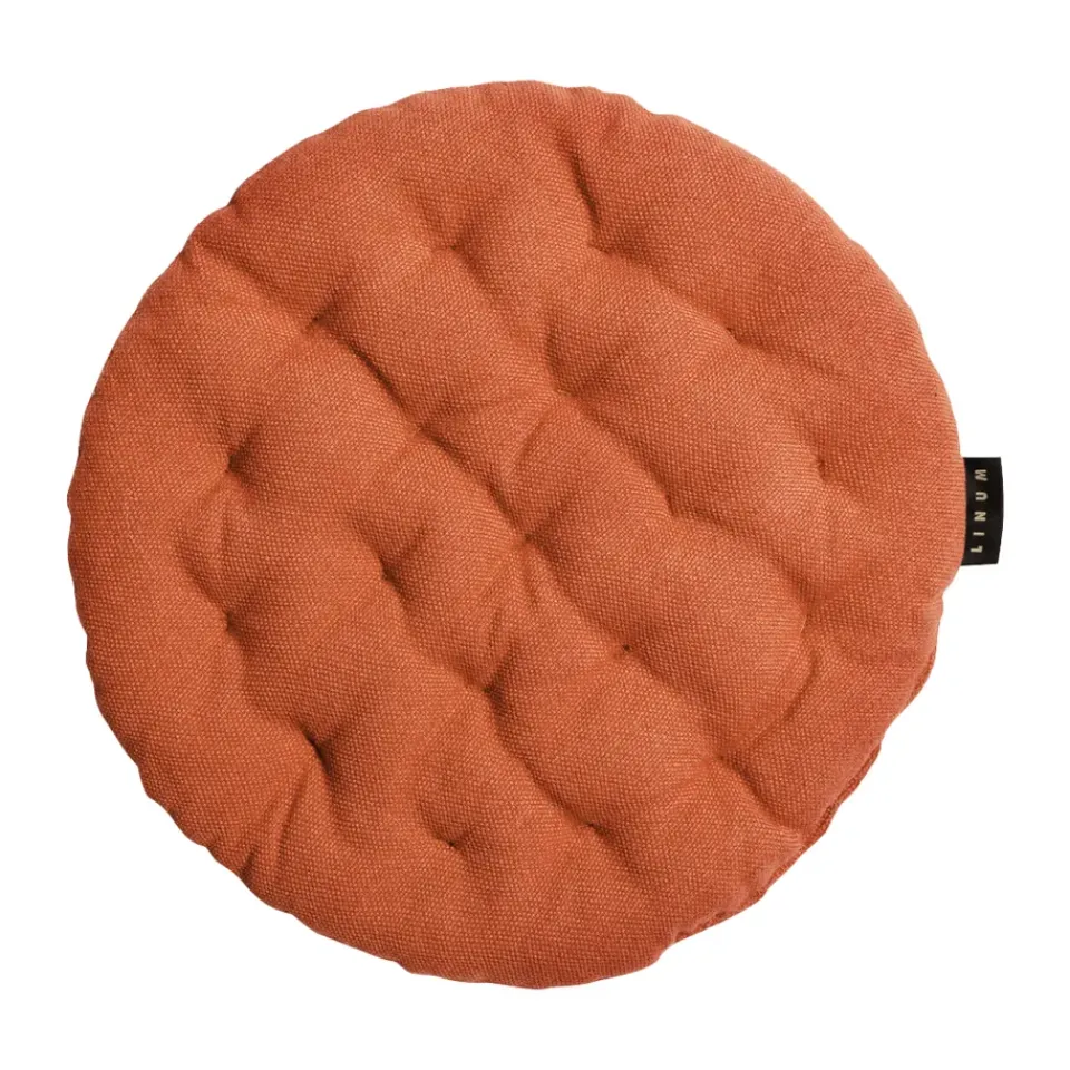 Outlet Linum Pepper seat cushion Ø37 cm, Rust Orange