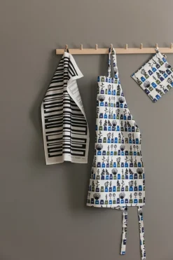 Aprons^Almedahls Persons spice cabinet apron small pattern, Blue BlueWhite