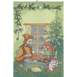 Christmas Hand & Tea Towels|Kitchen Tea Towels^Ekelund Linneväveri Pettson & Findus kitchen towel, Christmas decoration Green