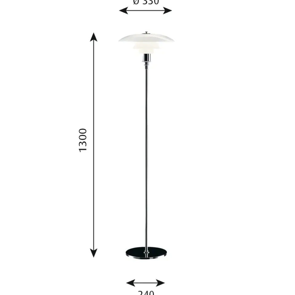 Floor Lamps^Louis Poulsen PH 3½-2½ floor lamp, Chome Silver-coloured