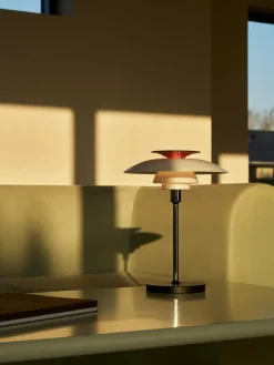 Desk Lamps^Louis Poulsen PH 80 portable table lamp, White opal, chrome-plated WhiteSilver-coloured