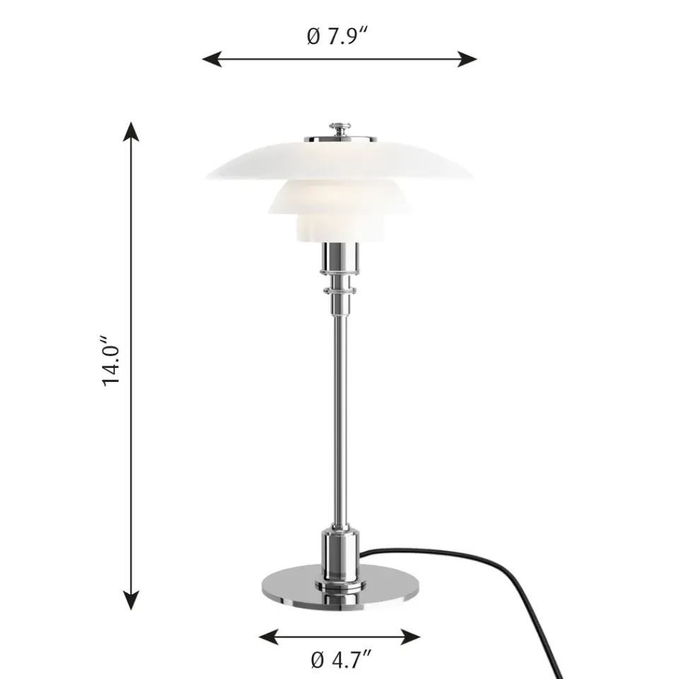 Desk Lamps^Louis Poulsen PH 2/1 table lamp, Chome Silver-coloured