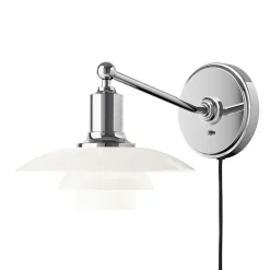 Bedside Lamps^Louis Poulsen PH 2/1 wall lamp, Chromed high gloss Silver-coloured