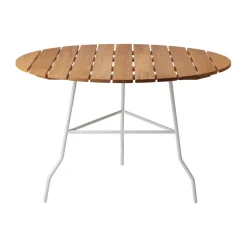 Online Gärsnäs Pia table Ø110 cm, lacquered steel frame-oiled oak White