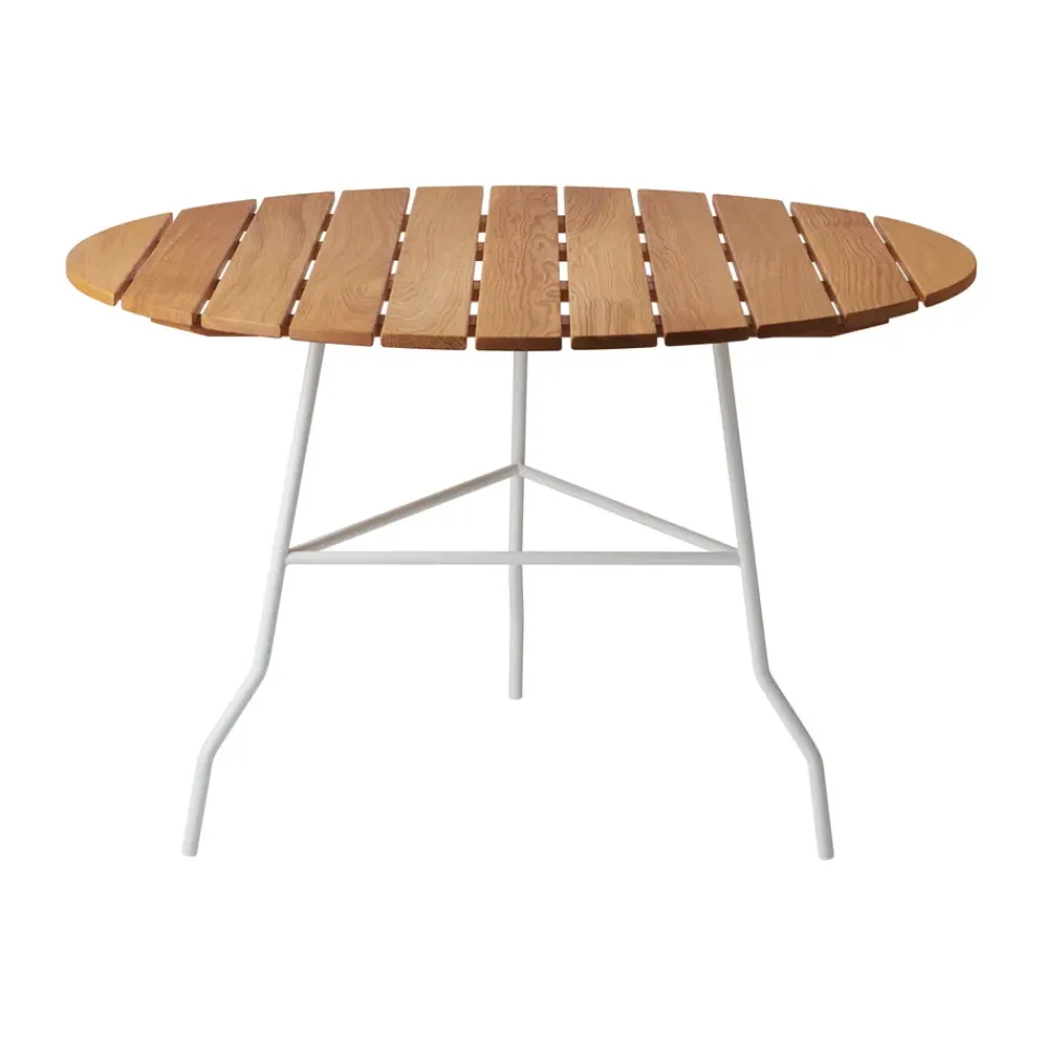 Online Gärsnäs Pia table Ø110 cm, lacquered steel frame-oiled oak White