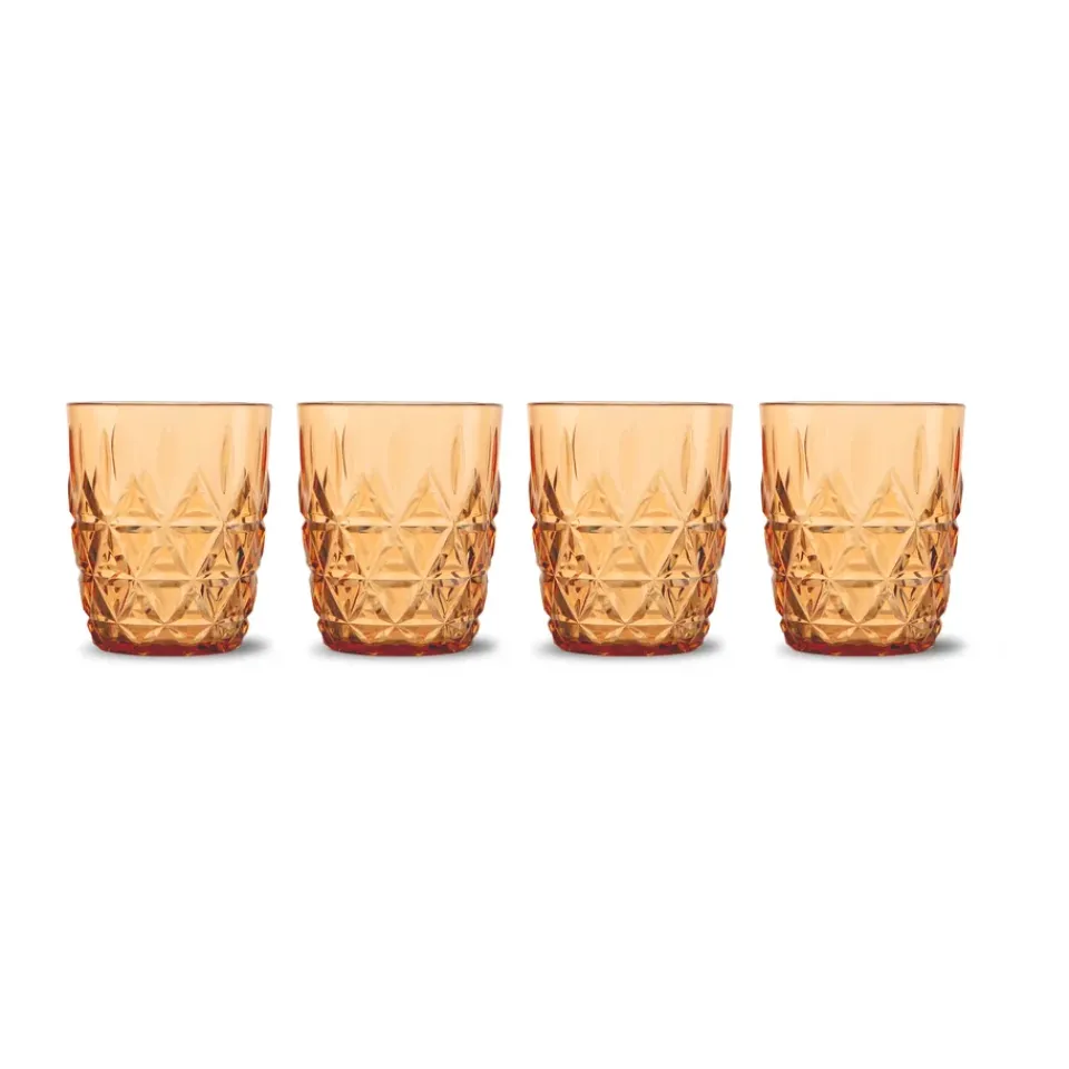 Clearance Sagaform Picknick Juni water glass 28 cl 4-pack, Amber Orange