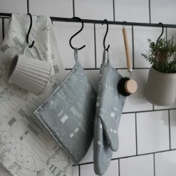 Sale Almedahls Picknick kitchen towel, white--grey Green