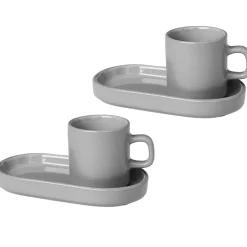Glögg & Mulled Wine Mugs|Espresso Cups^Blomus Pilar espresso cup with saucer 2-pack, Mirage Grey