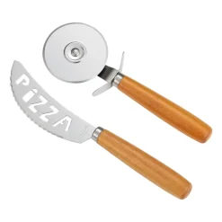 Pizza Cutters^Dorre Pino pizza set knife and pizza cutter, Acacia-stainless steel Silver-colouredBeige