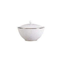Hot Wedgwood Pinstripe sugar bowl with lid, White