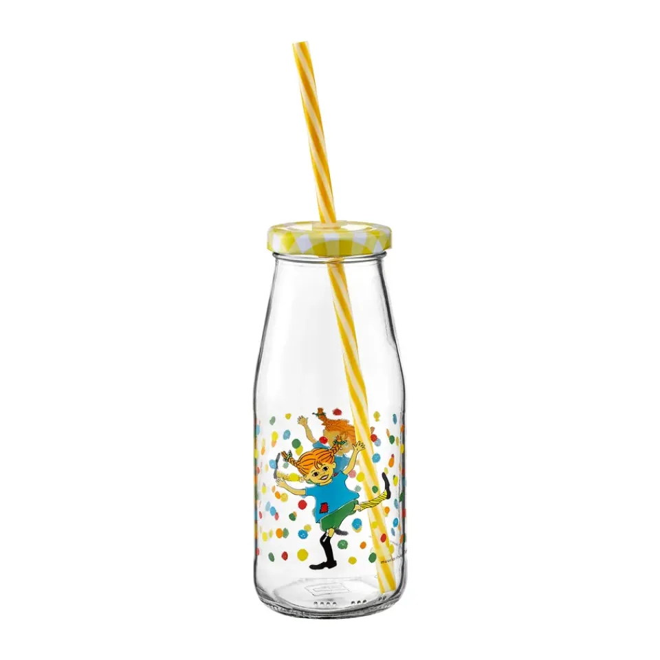 Water Bottles^Muurla Pippi bottle with lid and straw 4.5 dl, Boing-boing Transparent