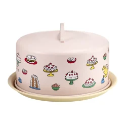 Cake Stands^Muurla Pippi cake stand with dome, Birthday Pink