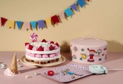 Cake Stands^Muurla Pippi cake stand with dome, Birthday Pink