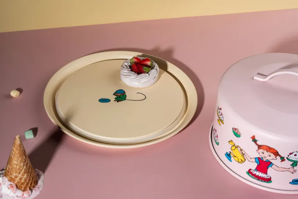Cake Stands^Muurla Pippi cake stand with dome, Birthday Pink