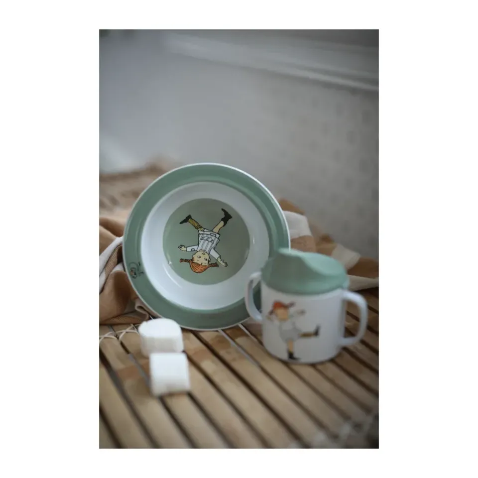 Hot Rätt Start Pippi Cirkus suction cup plate Ø15.5 cm, Green Multi