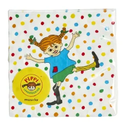 Paper Napkins^Muurla Pippi napkins 33x33 cm 20-pack, Jumping Jack White