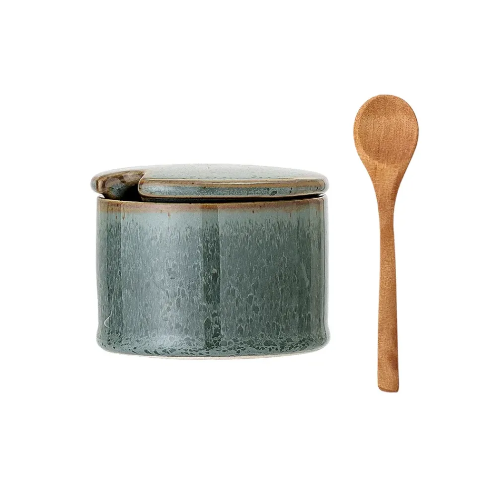 Sugar Bowls^Bloomingville Pixie jar with lid and spoon, Green
