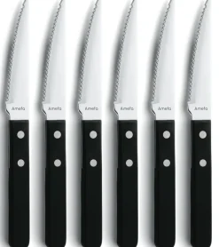 Outlet Amefa Pizza Noir barbecue knife 6-pack, Black