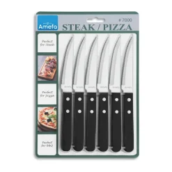 Outlet Amefa Pizza Noir barbecue knife 6-pack, Black