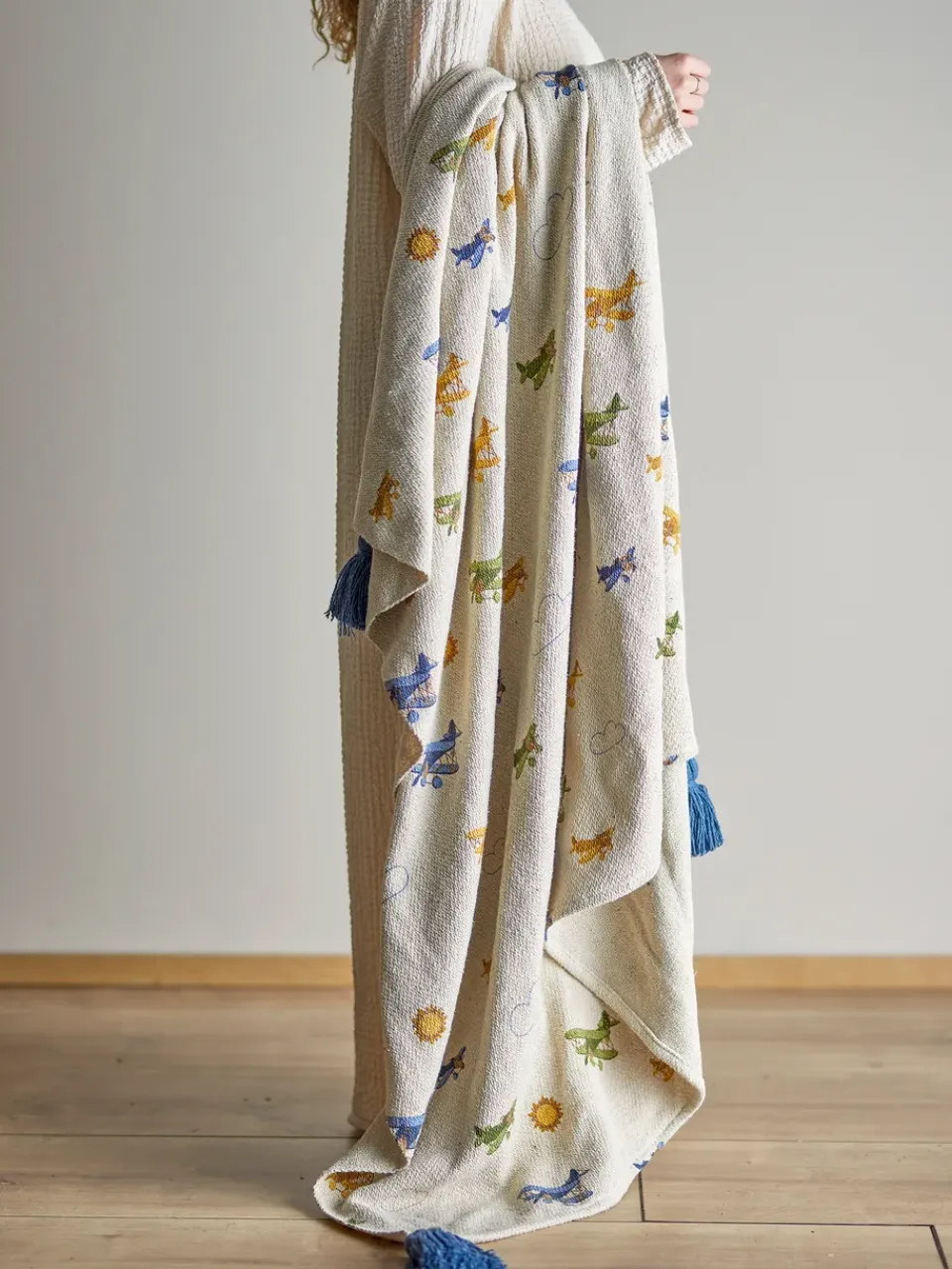 Sale Bloomingville Plain fleece blanket 130x160 cm, Nature White