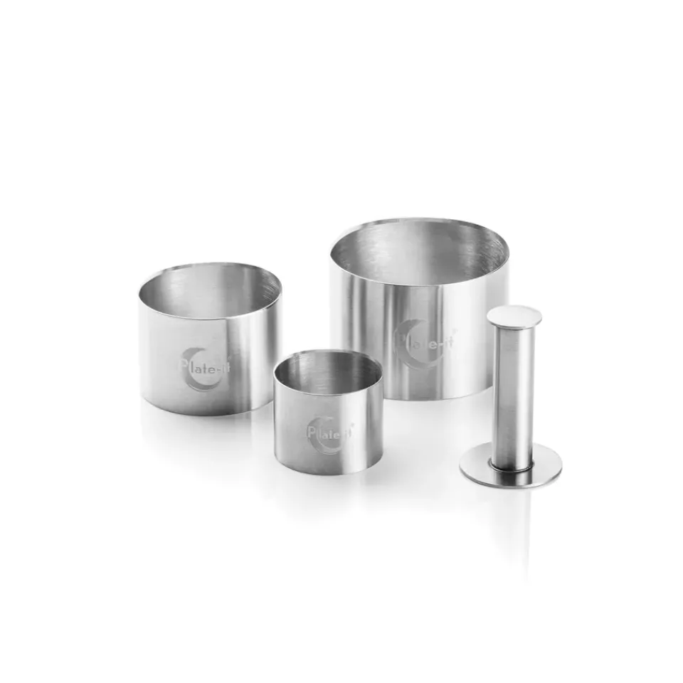 Cookie/Biscuit Cutters & Cake Tins^Plate It Plate-it garnish mold 4 pieces, Steel Silver-coloured
