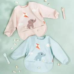 Bibs^Done by deer Playground bib with sleeve, Blue