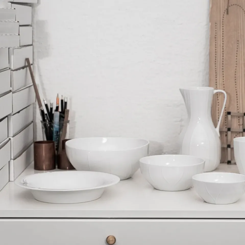 Clearance Rörstrand Pli Blanc deep plate 23 cm, White