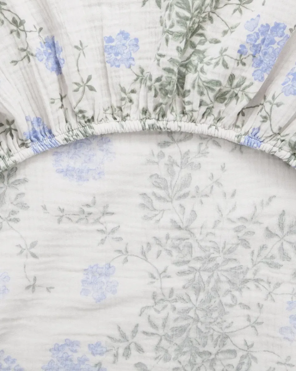 Bed Sheets^Garbo&Friends Plumbago Muslin fitted sheet, 180x200x30 cm Blue