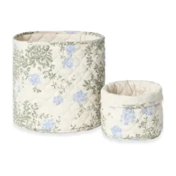 Clearance Garbo&Friends Plumbago Satin quilted basket 2 pieces, 20xØ20 cm + 30xØ30 cm Blue