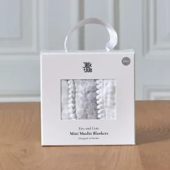Outlet Jack o Juno Pom Pom muslin blanket 40x40 cm 3-pack, Pearl & Giraffe gray White