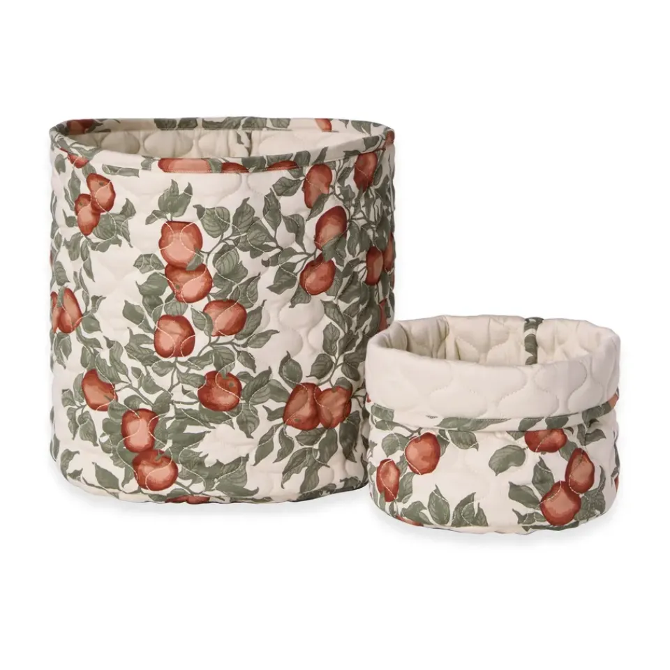 Best Garbo&Friends Pomme satin quilted basket 2 pieces, 20xØ20 cm + 30xØ30 cm Beige