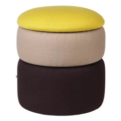 Sitting Poufs^Broste Copenhagen Pond pouffe 42 cm, Yellow-beige-dark grape YellowBeigeRed