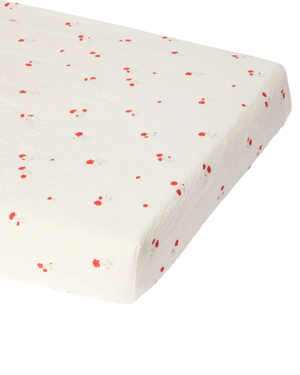 Online Garbo&Friends Poppy Seersucker fitted sheet, 160x200x30 cm Red
