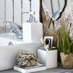 Toothbrush Holders^Lene Bjerre Portia toothbrush mug, white-silver Silver-colouredWhite