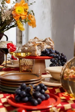 New Byon Porto cake plate Ø26x11 cm, Red-beige RedBeige