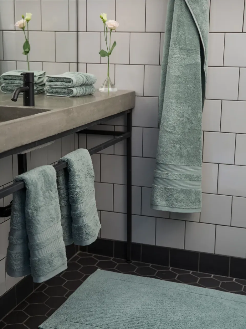 New Mille Notti Portofino bathroom rug , Grey , 60x90 cm Green