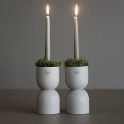 Candle Holders^DBKD Post candle sticks 16 cm, mole dot Beige