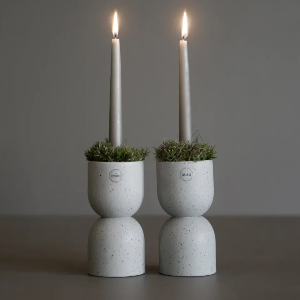 Candle Holders^DBKD Post candle sticks 16 cm, mole dot Beige