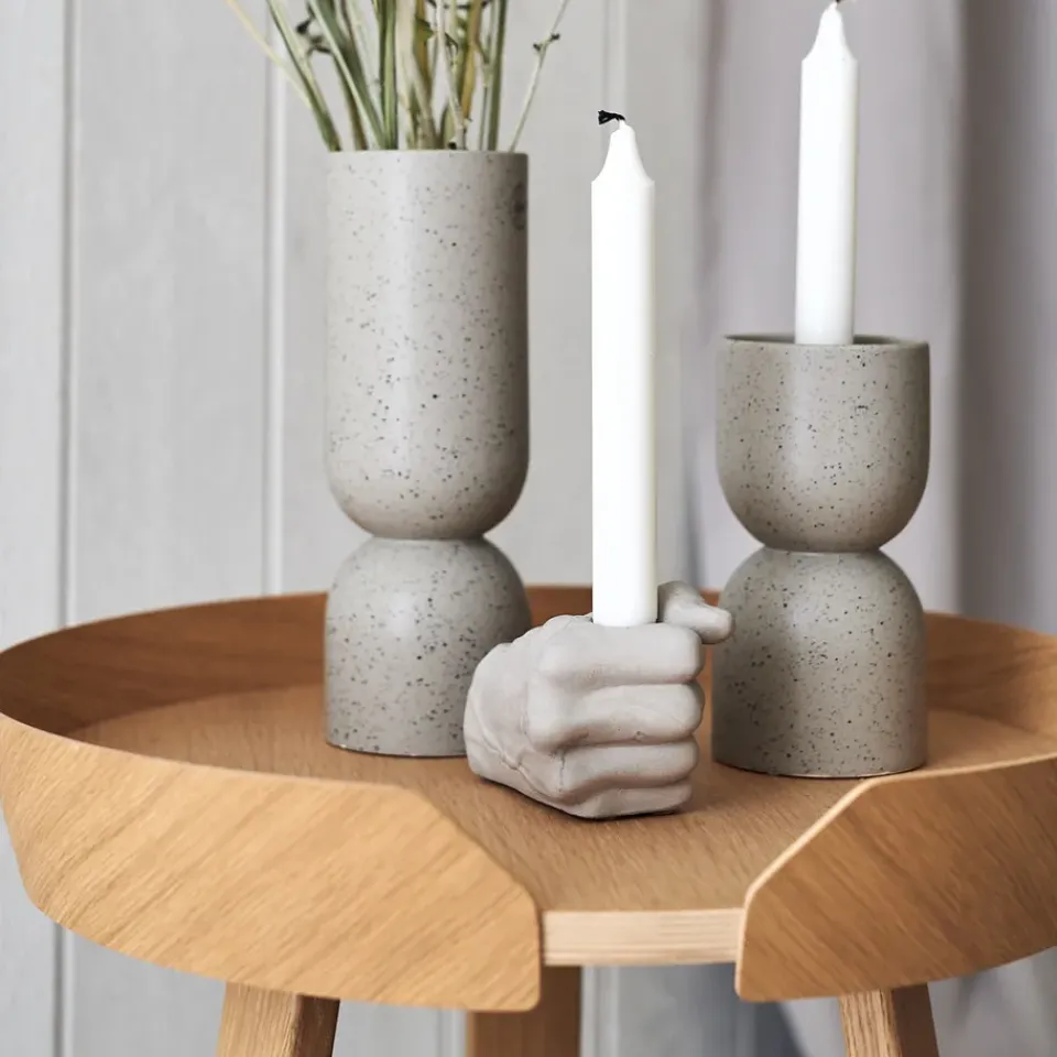 Candle Holders^DBKD Post candle sticks 16 cm, mole dot Beige