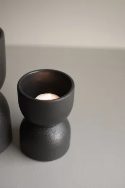 Tea Light Holders, Lanterns & Candle Dishes^DBKD Post tea light holder, Cast iron Black