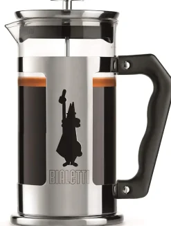Hot Bialetti Preziosa coffee press 8 cups, Silver-black Silver-colouredBlack
