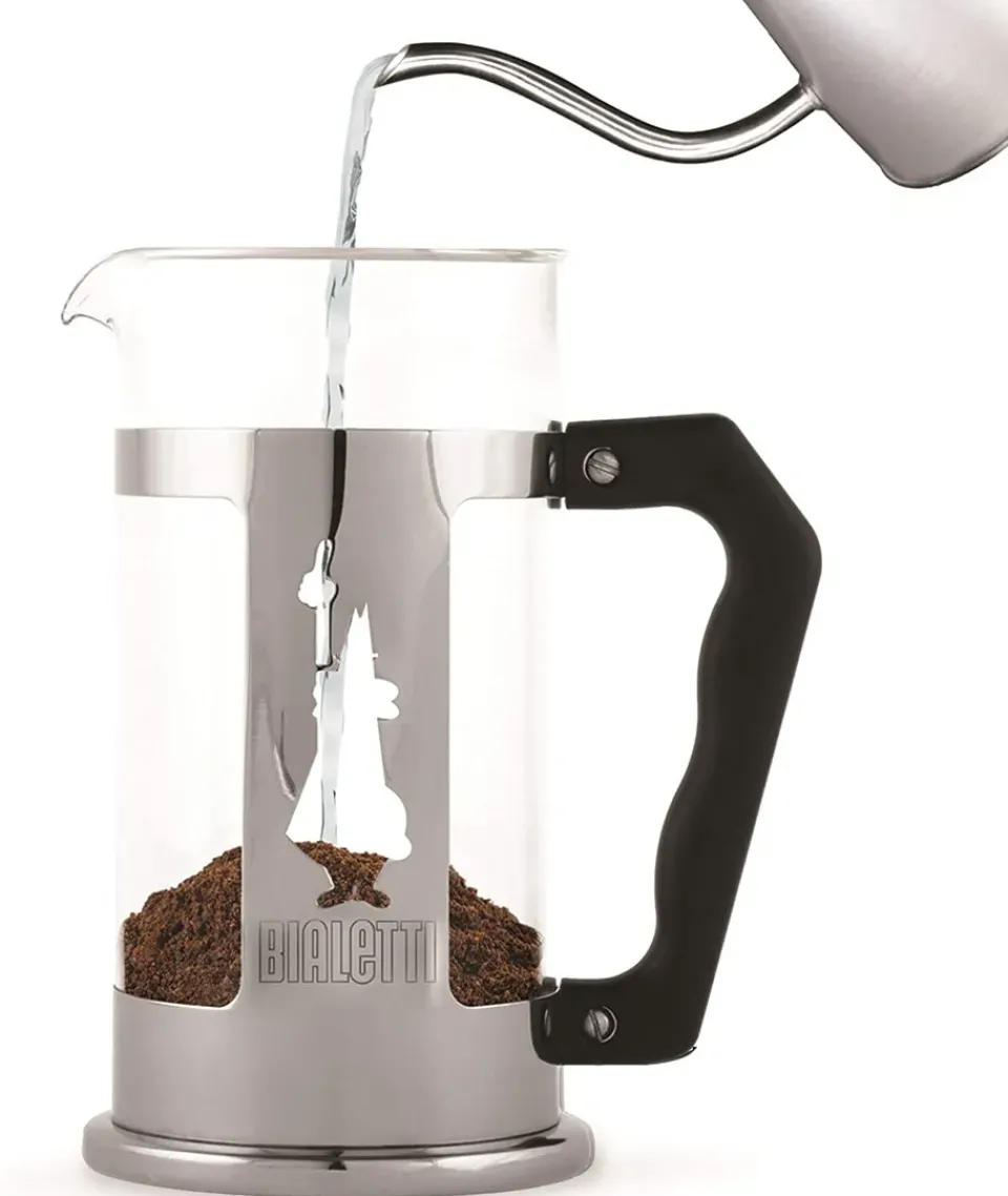 Hot Bialetti Preziosa coffee press 8 cups, Silver-black Silver-colouredBlack