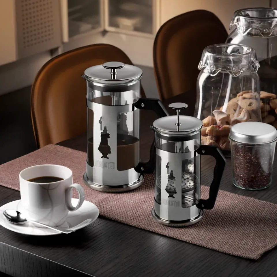 Hot Bialetti Preziosa coffee press 8 cups, Silver-black Silver-colouredBlack